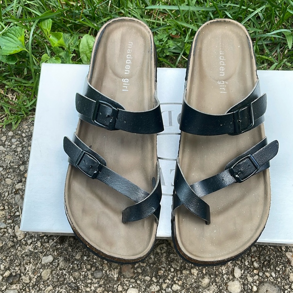 Madden girl Black Leather Sandals